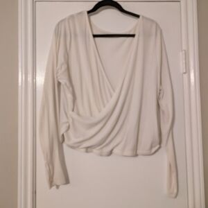 Elegant White Drape Front Women's Top